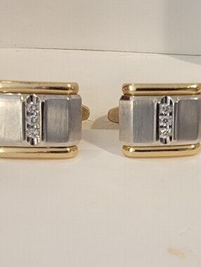 Men's .50ct Diamond Square Cufflinks in 2-tone Yellow White 14k Gold IB Goodman